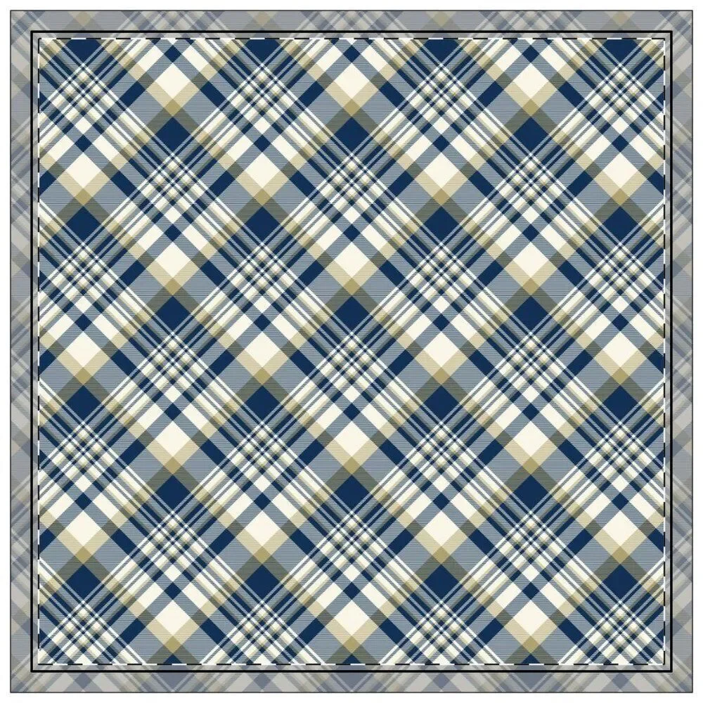 NWT Porter Anna- Navy & Gold  Cotton Napkin 4-set, Tartan